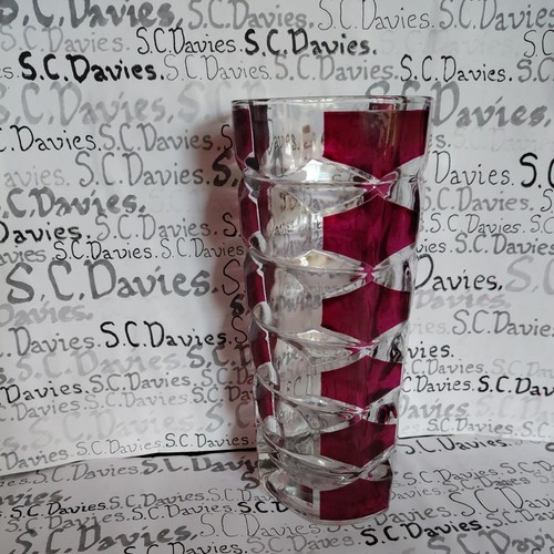 Vintage cut crystal vase ruby - vintage,