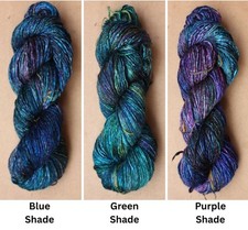 100% Mulberry Luxury Silk Yarn For Knitting Weaving Crochet, Hand dyed 100G