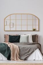 The Arcus New Extra Large Gold  Framed Arched Window Mirror - 69"x33" 174 x 85cm