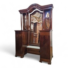 Antique cheval mirror dressing table  Danish antique inlaid mahogany vanity unit