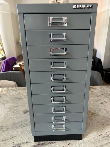 Bisley grey metal drawer - grey, 10-drawer