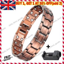 Mens PURE COPPER Bracelet Magnetic Healing Therapy Arthritis Pain Relief Bangle
