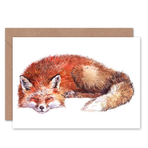 Fox sleeping watercolour - fox,