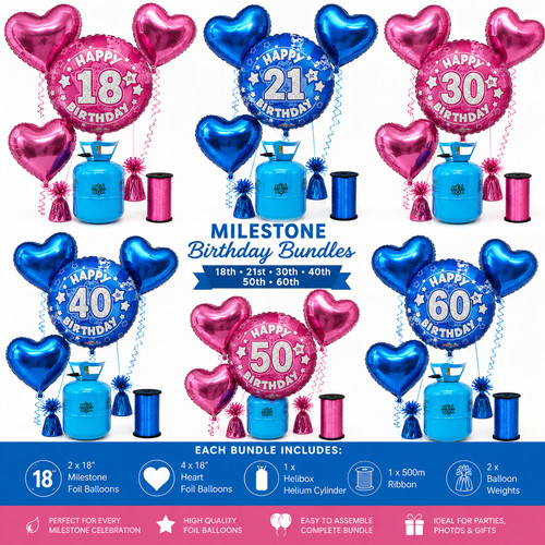 Pink blue birthday balloon - pink,