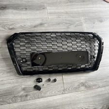 Audi A4 B9 2017-2019 S Line Honeycomb Grill Main Gloss Black With Pdc Holes