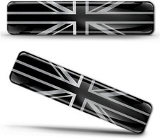 2x 3D Silicone Gel Stickers GB United Kingdom UK British Union Jack Flag Silver