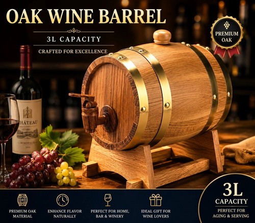 Oak wooden wine barrel - oak, 3l