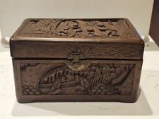 Vintage Chinese Hand Carved Camphor Wood Chest (1900-1940) 12W x 7"T x 7"D