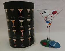 RARE LARGE/10oz LOLITA "POKERTINI", HAND PAINTED POKER/CARDS MARTINI GLASS  