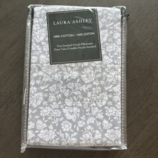 Laura Ashley Standard Pillowcase Set 2 HEIRLOOM DITZY Floral 100%Cotton Gray NEW