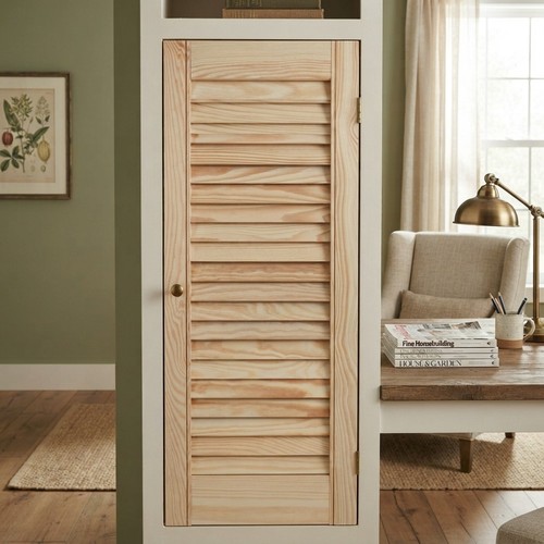 Vented open pine wood louvre - open,