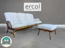 Ercol Jubilee Mid-Century 3-Seater Sofa with footstool  Wood In Great Condition!