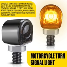 2X Universal Mini Lamp LED Motorcycle Turn Signals Indicator Amber Blinker Light