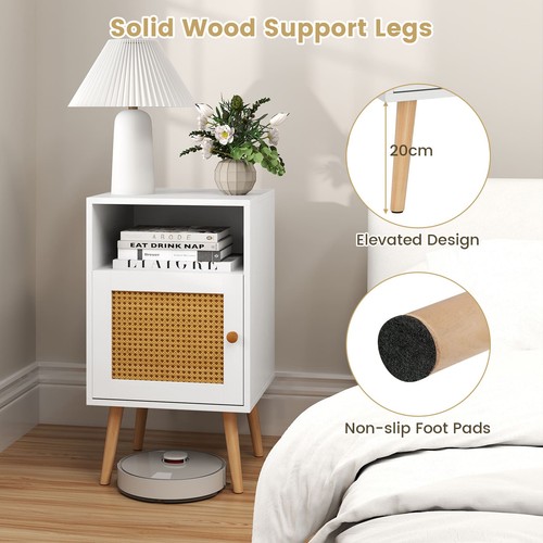 White rattan bedside table - white,