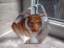 MATS JONASSON CRYSTAL ARTGLASS TIGER SCULPTURE