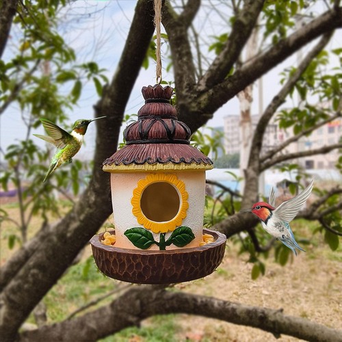 Bird house with feeder - house, hanging