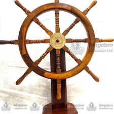 Wooden Ship Wheel with Brass