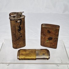 3 x Vintage Trench Lighters WWI WWII Various Designs Brass