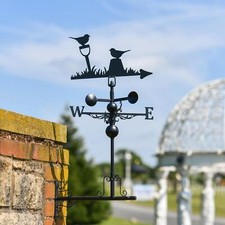 Deluxe Miniature Steel Pair of Robins Weathervane in Black