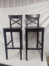 2x IKEA Ingolf 17987 Chair Kitchen Bar Stools/chairs black wood Pair Of Stools 