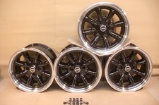 CAPRI CORTINA ESCORT 8X15 BLACK DEEP DISH ALLOY WHEEL SET JBW MINILIGHT STYLE