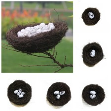 Artificial Birds Nest Fake Eggs Toad Vine Woven Straw Roost Creative Home Decor