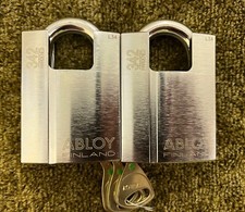 2x Abloy 342 padlocks keyed alike with 3 keys sentry 10 mm shackle