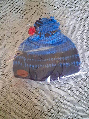 Hand knitted newborn blue - blue, &