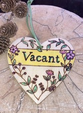 Handmade Toilet Engaged Vacant Double Sided Wooden Hanging Door Sign