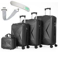 4 Piece Luggage Suitcase Set Hard Shell ABS with Spinner Wheels TSA Lock