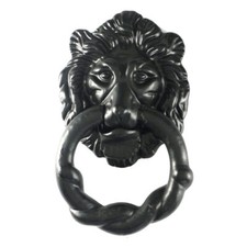 UAP 6 Inch Cast Iron Antique Brass Lion Head Door Knocker, Black