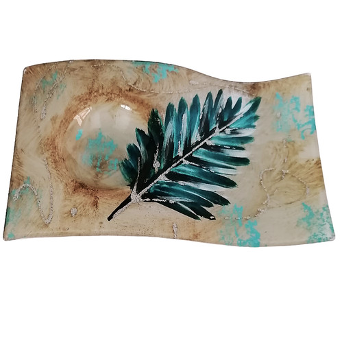 Turquoise fern leaf tealight - turquoise,