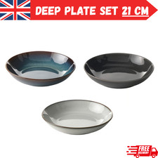 IKEA GLADELIG Deep Plate Stoneware Bowl Handmade Plates Dishwasher safe 21cm New