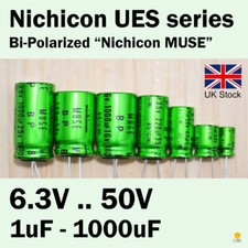 Nichicon UES Bi-Polar  "MUSE” 6.3V-50V 1-1000uF Audio Capacitors ** UK Stock **