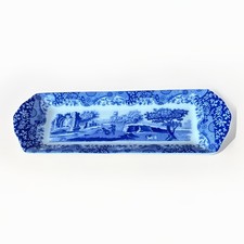 Spode Blue Italian Rectangular Dish 23cm Serving Tray Vintage Blue White China