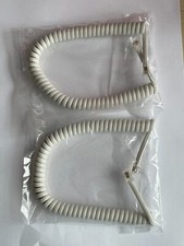 2 X Telephone Handset Coiled Curly Lead Cord Wire RJ9 to RJ9 30cms coiled WHITE
