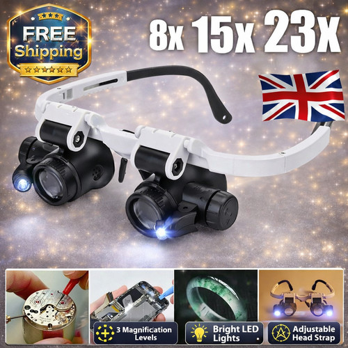 Led headband magnifier - led, glasses