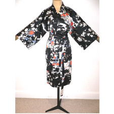 V. RARE, FULLY LINED, VINTAGE, JAPANESE KIMONO STYLE, SILKY, DRESSING GOWN ROBE
