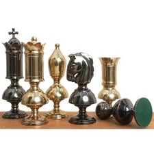 6” Giant Victorian Series Brass Metal Luxury Chess Set - Pieces Only - Metallic