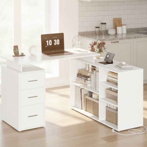 Shaped desk with storage - l-shaped,