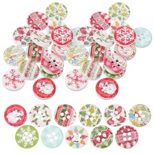  100 Pcs Coat Buttons for Craft Mixed Color Wood Round Shaped Sewing