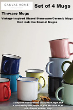 Tinware Ceramic Mug Set of 4 Mugs- Look like vintage enamel Mugs - 473ml