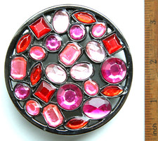 Ornament Belt Buckle Decorated With Different Multi-Color Of Red Stones