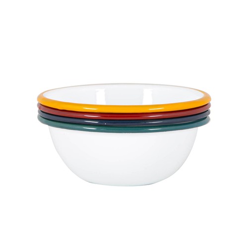 White enamel bowls 16cm 4 - -,