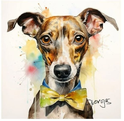 Whippet greyhound dog - greyhound, painting