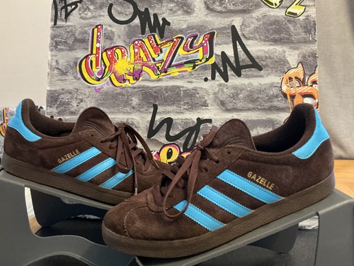 Mens adidas gazelle brown blue - adidas,