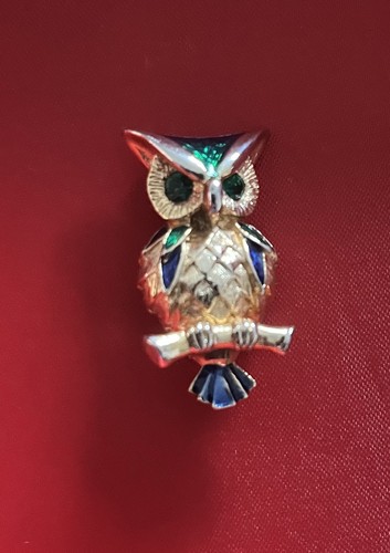 Vintage cabouchan owl brooch - vintage,