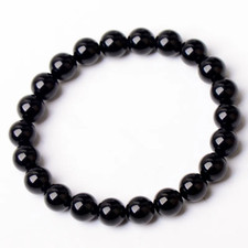 Black Obsidian Protective Stone Bracelet Round Beads Gemstone Healing Stone 8mm