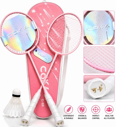 Pink coke badminton racket set - coke,