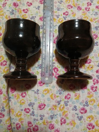 Edmondsham pottery goblets - 2x,